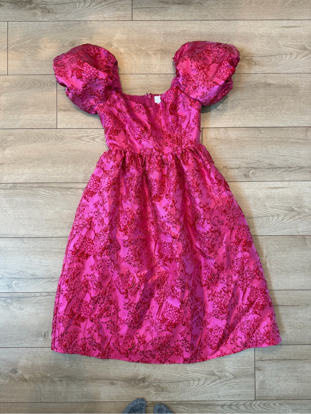 Sugarlips Danica Jacquard Alessi Puff Sleeve Midi Dress - Picture 3 of 7